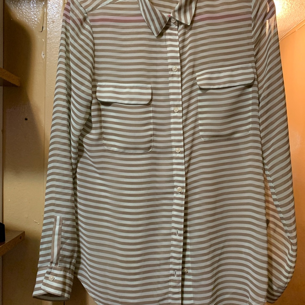 Old Navy Striped Blouse - Cream and Tan